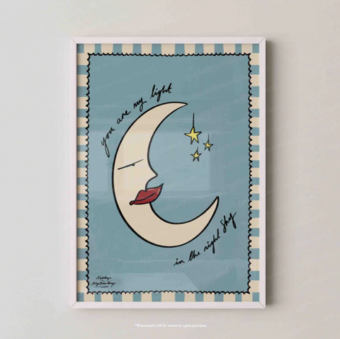 Nephthys Illustrated "You are my Light in the Night Sky" Framed Print