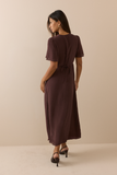 Nobody's Child Brown Lace Trim Wynne Midi Dress Back