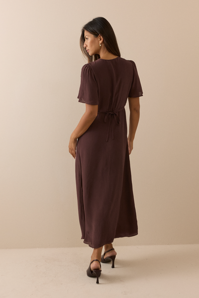 Nobody's Child Brown Lace Trim Wynne Midi Dress Back
