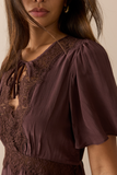Nobody's Child Brown Lace Trim Wynne Midi Dress Close