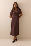 Nobody's Child Brown Lace Trim Wynne Midi Dress Front