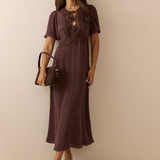 Nobody's Child Brown Lace Trim Wynne Midi Dress