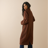 Nobody's Child Byoma Relaxed Double Breasted Coat in Dark Brown Back View