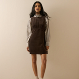 Nobody's Child Dark Brown Cord Vicky Mini Dress Styled