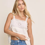 Nobody's Child Elsa White Embroidered Lace Trim Top