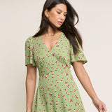 Nobody's Child Green Floral Atlas Midi Dress