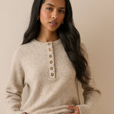 Nobody's Child Henley Long Sleeve Jumper Beige