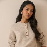 Nobody's Child Henley Long Sleeve Jumper Beige