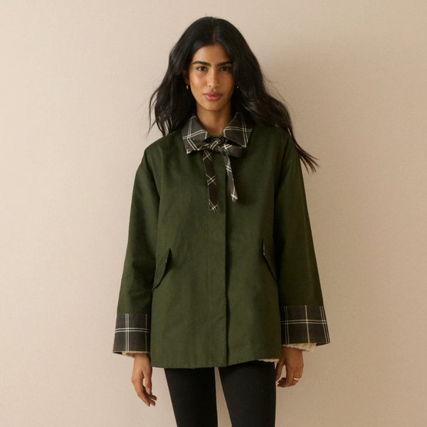Nobody's Child Khaki Tartan Trim Country Jacket