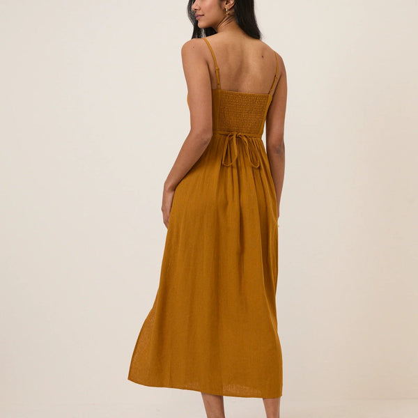 Nobody's Child Mustard Yellow Maddy Midi Dress