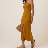 Nobody's Child Mustard Yellow Maddy Midi Dress