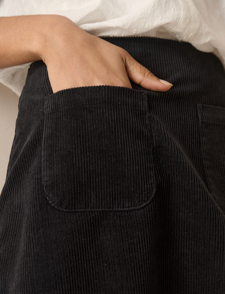 Nobody's Child Russell Black Cord Patch Pocket Mini Skirt Close Up