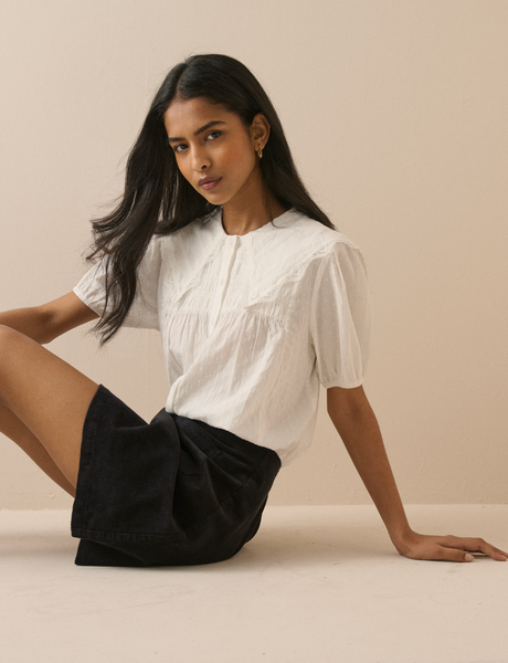 Nobody's Child Russell Black Cord Patch Pocket Mini Skirt Sitting