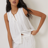 Nobody's Child Tate Pintuck Shell Top - White