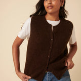 Nobodys Child Brown Button Down Mohair Vest