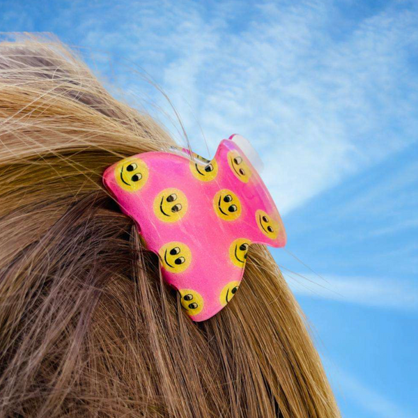 Noi Hairclip Smiley Pink Back