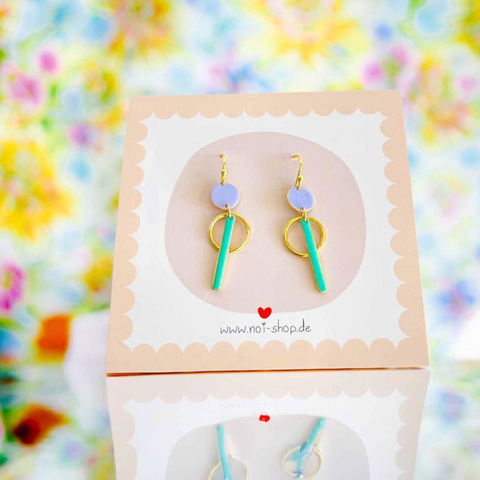 Noi bead earrings viola and mint 