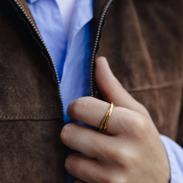 Nordic Muse Gold Double Entwine Ring Front