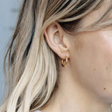 Nordic Muse Gold Hammered Hoop Earrings, Tarnish-Free Gold Plating