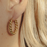 Nordic Muse Gold Small Twist Hoop Earrings, Waterproof