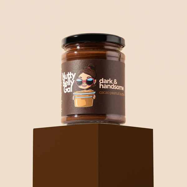 Nutty Belly Gal - Dark & Handsome | Chocolate & Cacao Nibs Peanut Butter
