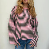 OST Anna Striped Crewneck Khaki/Pink