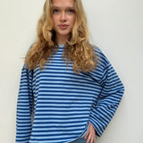 OST Anna Striped Crewneck Royal Blue/Light Blue