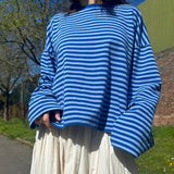 OST Anna Striped Crewneck Royal Blue/Light Blue