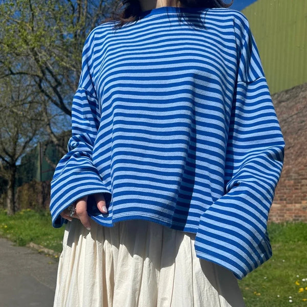 OST Anna Striped Crewneck Royal Blue/Light Blue
