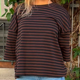 OST Else Striped T-Shirt -Black/Brown