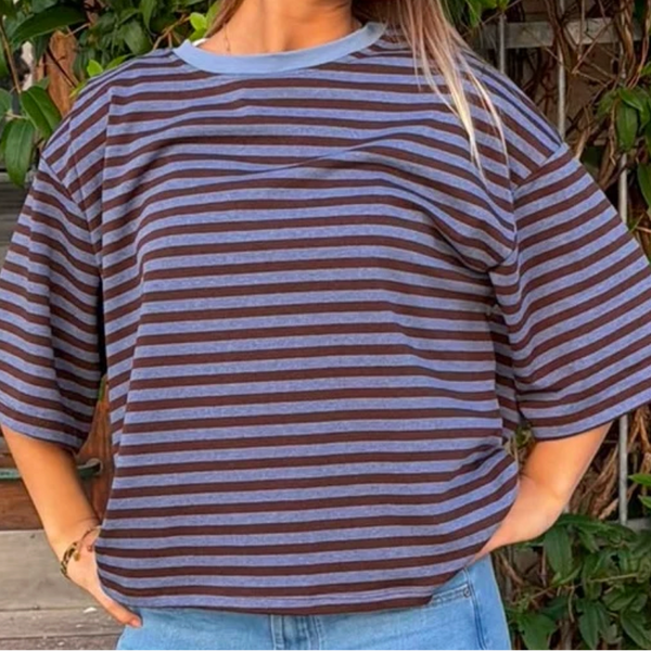 OST Else Striped T-Shirt -Brown/Denim