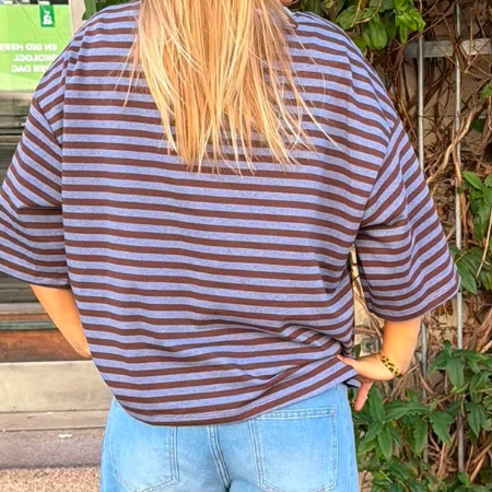 OST Else Striped T-Shirt -Brown/Denim
