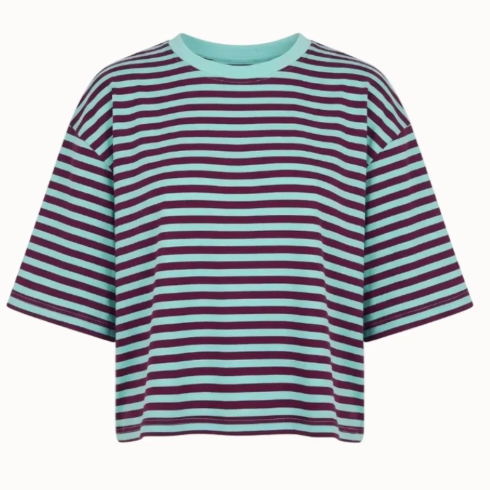 OST Else Striped T-Shirt -Burgundy/Mint
