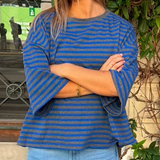 OST Else Striped T-Shirt -Royal/Grey