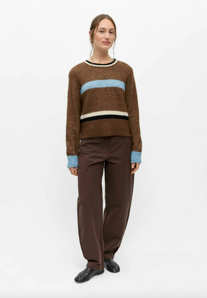 Object Aggie Knit Pullover - Blue and Brown Front
