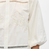 Object Edita Top 3/4  - Cloud Dancer White embrodery