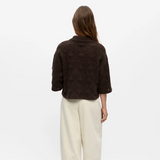 Object Kaisa Flora ButtonDown Cardigan Seal Brown