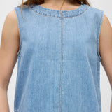 Object Rosie Sleeveless Denim Top - Light Blue Close