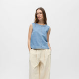 Object Rosie Sleeveless Denim Top - Light Blue Full