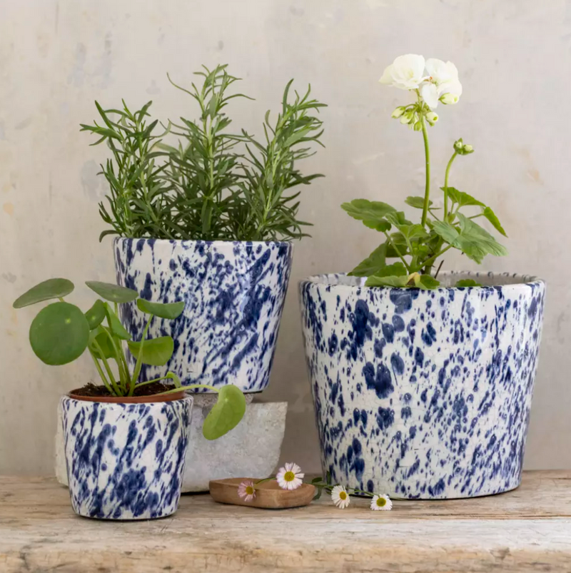 Old Style Dutch Pots Blue Splatter