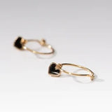 One & Eight Black Eve Heart Huggies Earrings