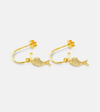 One & Eight Gold Lucky Fish Earrings Flat