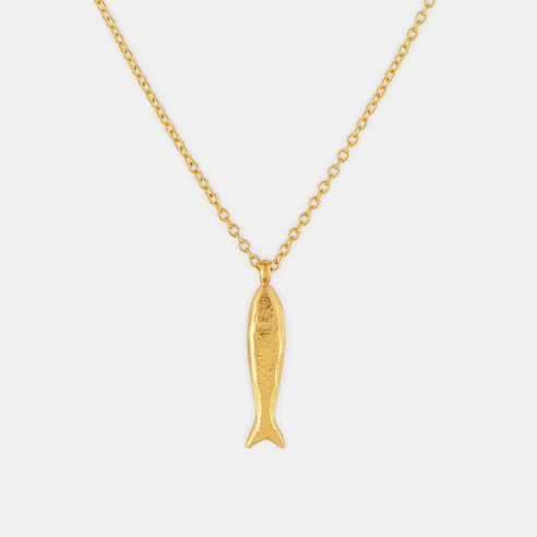 One & Eight Gold Minnow Necklace detail