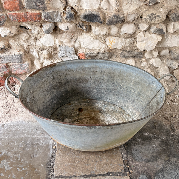 Oval Metal Galvanized Planter