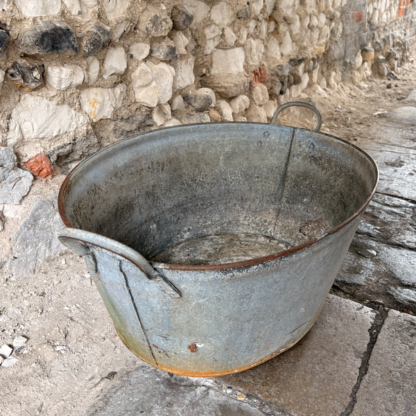 Oval Metal Galvanized Planter style