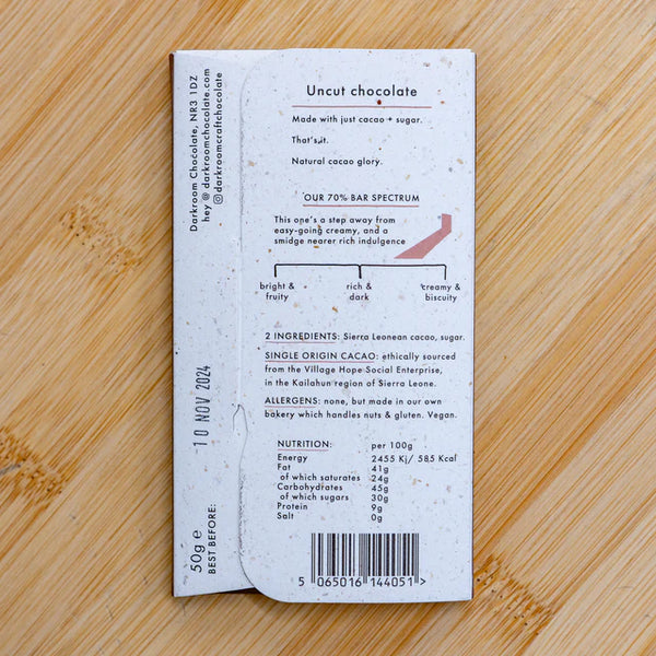 Darkroom 70% Sierra Leonne Chocolate Bar