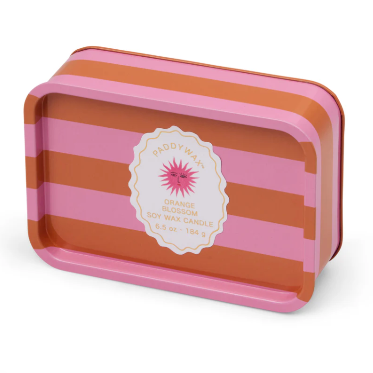Paddywax A Dopo Printed Tin Candle - Orange Blossom Front