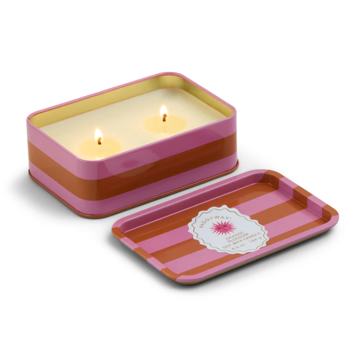 Paddywax A Dopo Printed Tin Candle - Orange Blossom Inside