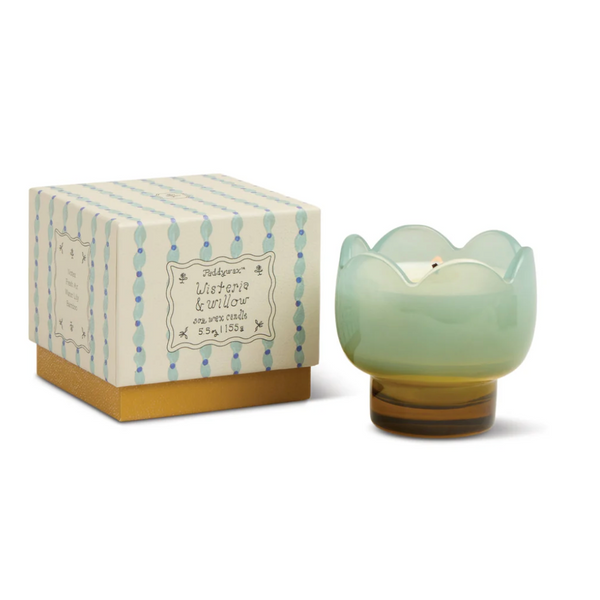 	
Paddywax Tulip 5.5oz/155g Blue and Ochre Glass Candle - Wisteria & Willow