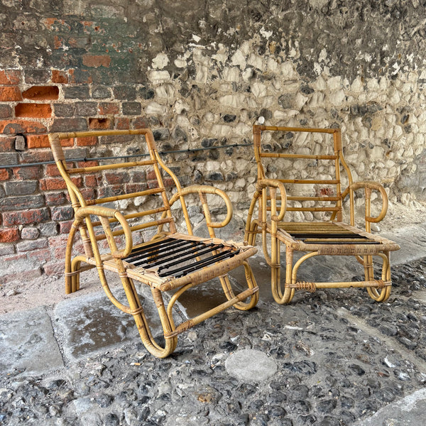 Pair of Vintage Bamboo Chairs right